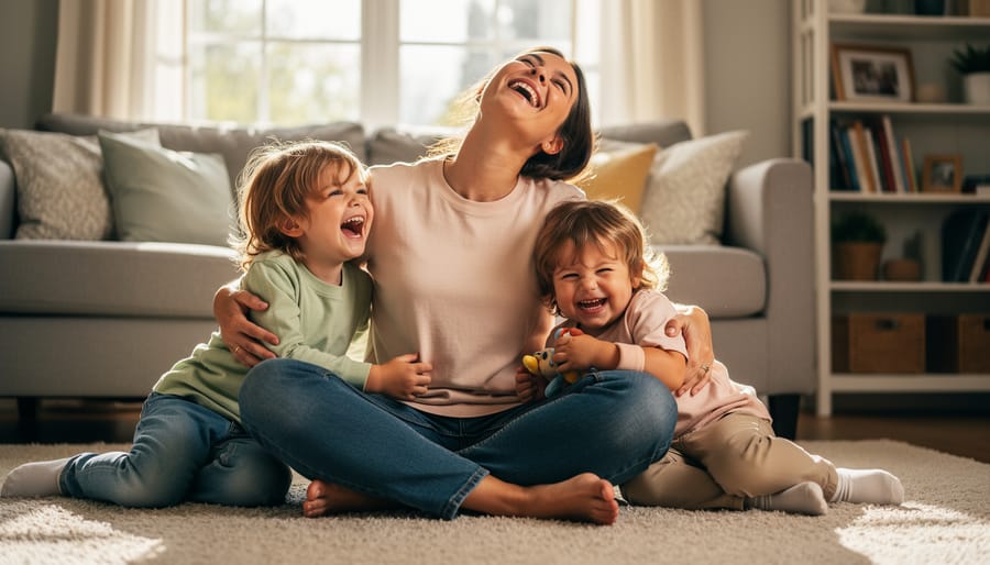 Mother and daughter sharing genuine laughter together in home setting